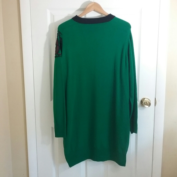 Sacai 100% Wool Embroidered Green Sweater Dress 3 - Picture 10 of 14